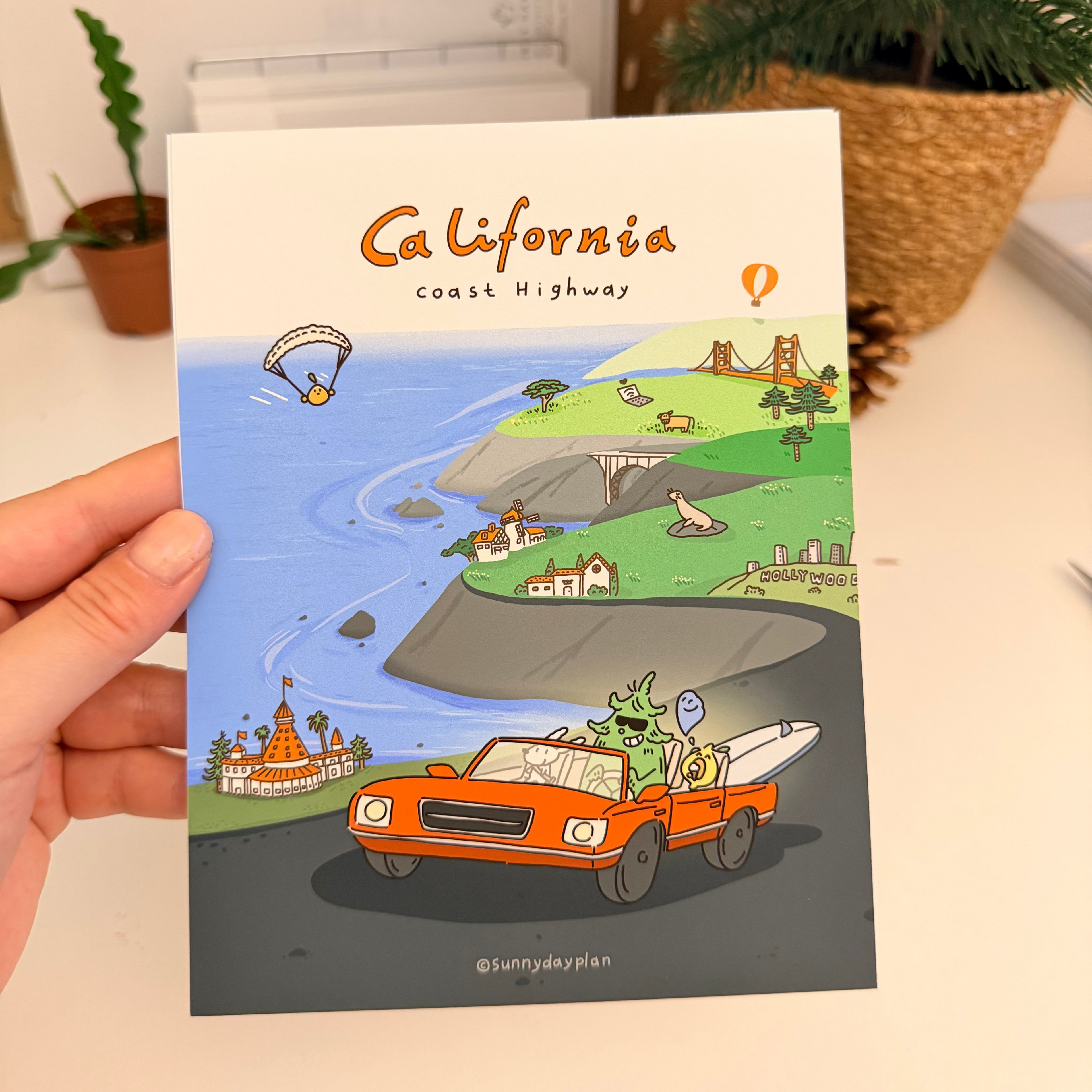 California Coast Highway Road Trip · Illustration Print