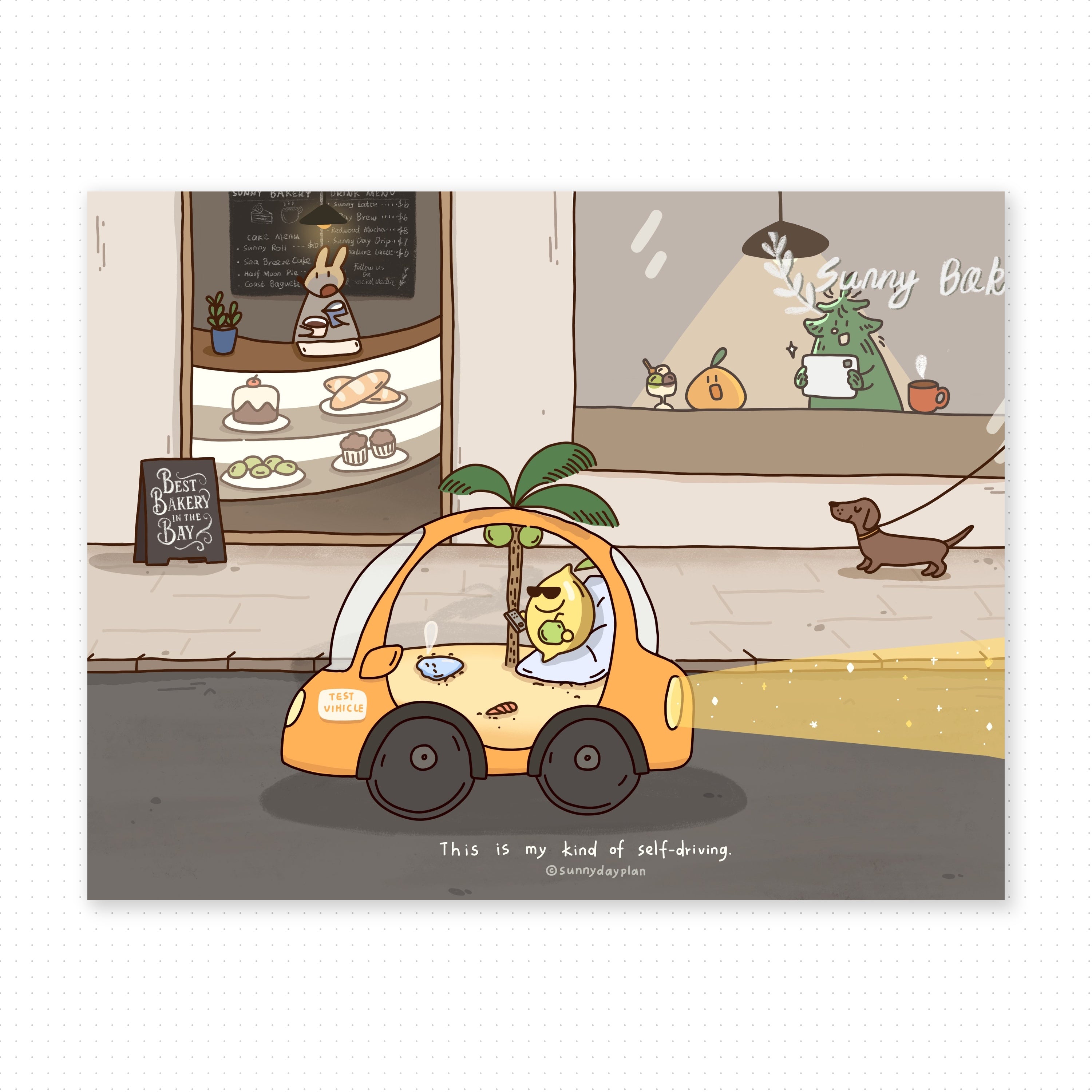 Beach Self-Driving Car Print