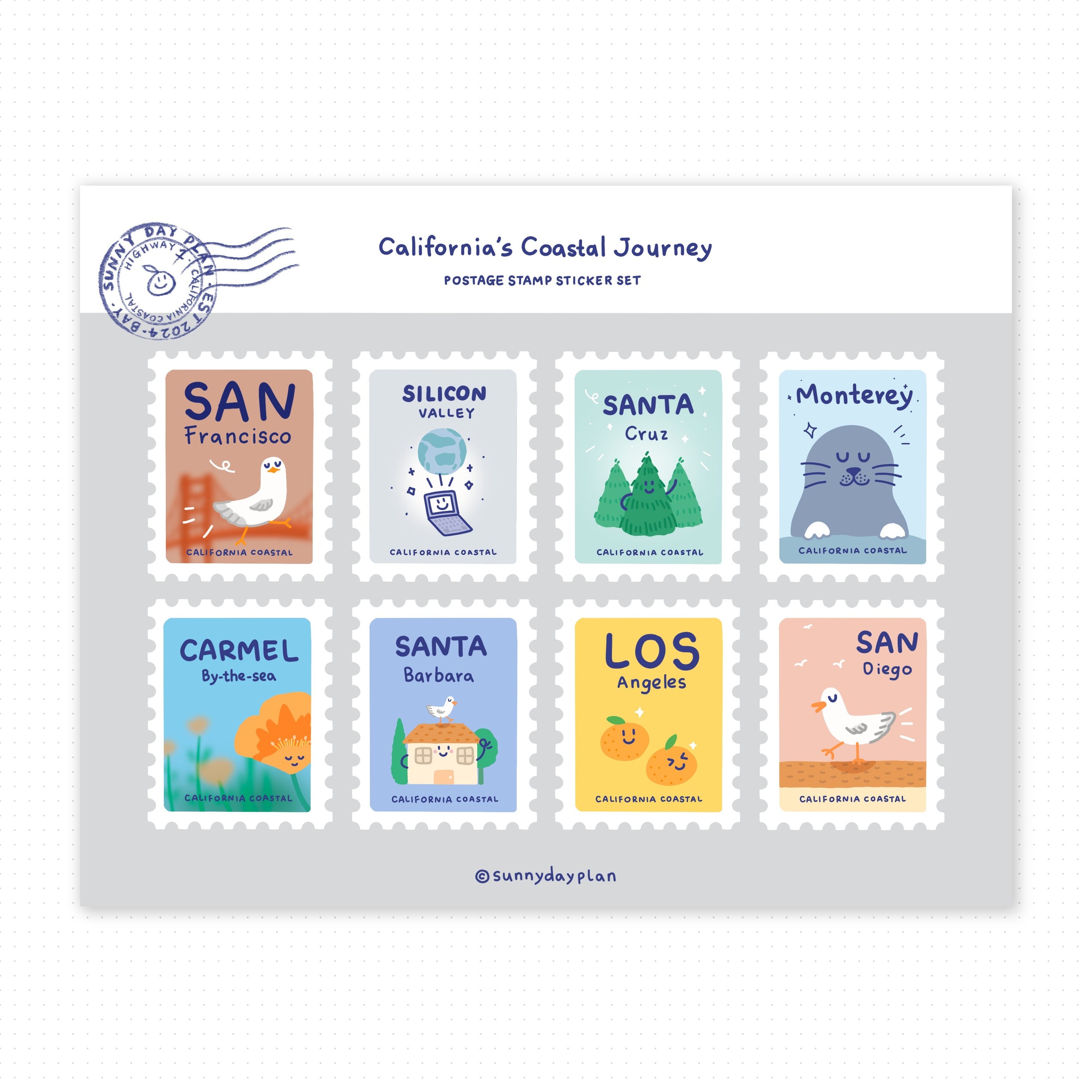 Postage Stamp Sticker Sheet
